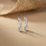 4.02Ct Moissanite Classic Halo Drop Hoop Earrings