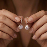 4.02Ct Moissanite Classic Halo Drop Hoop Earrings