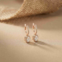 4.02Ct Moissanite Classic Halo Drop Hoop Earrings