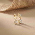 4.02Ct Moissanite Classic Halo Drop Hoop Earrings