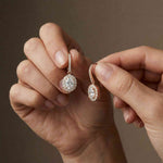 1.29Ct Moissanite Elegant Halo Hook Drop Earrings
