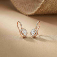1.29Ct Moissanite Elegant Halo Hook Drop Earrings