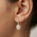 1.29Ct Moissanite Elegant Halo Hook Drop Earrings