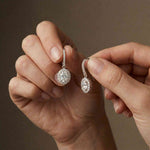 1.29Ct Moissanite Elegant Halo Hook Drop Earrings White