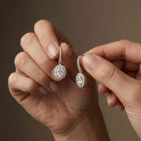 1.29Ct Moissanite Elegant Halo Hook Drop Earrings White