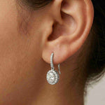 1.29Ct Moissanite Elegant Halo Hook Drop Earrings White