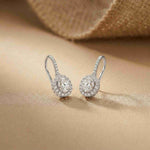 1.29Ct Moissanite Elegant Halo Hook Drop Earrings White