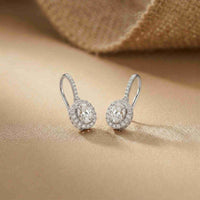 1.29Ct Moissanite Elegant Halo Hook Drop Earrings White