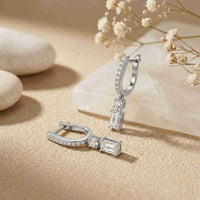 1Ct Moissanite Modern Baguette Drop Hoop Earrings White