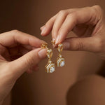 1.42Ct Moissanite Vintage Halo Drop Earrings Gold