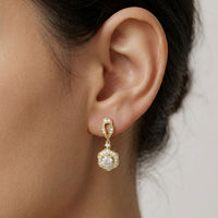 1.42Ct Moissanite Vintage Halo Drop Earrings Gold
