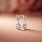 1.42Ct Moissanite Vintage Halo Drop Earrings White