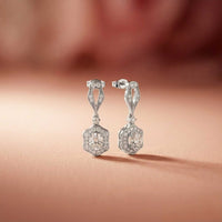 1.42Ct Moissanite Vintage Halo Drop Earrings White