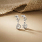 1.42Ct Moissanite Vintage Halo Drop Earrings White