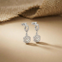 1.42Ct Moissanite Vintage Halo Drop Earrings White