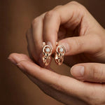 0.18Ct Moissanite Modern Orbit Hoop Earrings Rose Gold