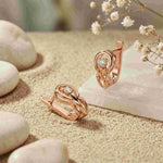 0.18Ct Moissanite Modern Orbit Hoop Earrings Rose Gold
