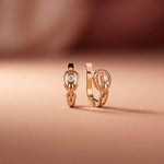 0.18Ct Moissanite Modern Orbit Hoop Earrings Rose Gold