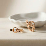 0.18Ct Moissanite Modern Orbit Hoop Earrings Rose Gold