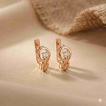 0.18Ct Moissanite Modern Orbit Hoop Earrings Rose Gold