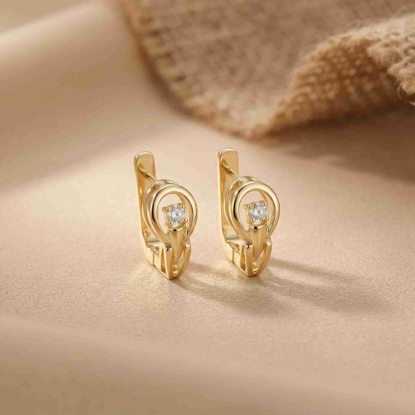 0.18Ct Moissanite Modern Orbit Hoop Earrings Gold