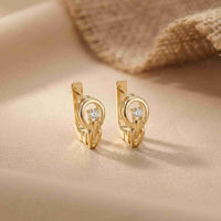 0.18Ct Moissanite Modern Orbit Hoop Earrings Gold