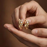 0.18Ct Moissanite Modern Orbit Hoop Earrings Gold