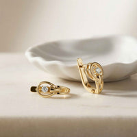 0.18Ct Moissanite Modern Orbit Hoop Earrings Gold