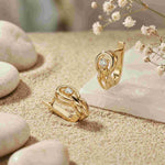 0.18Ct Moissanite Modern Orbit Hoop Earrings Gold