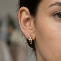 0.18Ct Moissanite Modern Orbit Hoop Earrings Gold