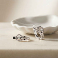 0.18Ct Moissanite Modern Orbit Hoop Earrings White
