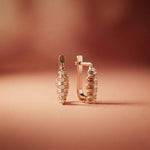 0.26Ct Moissanite Textured Cascade Drop Earrings Rose Gold