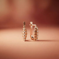 0.26Ct Moissanite Textured Cascade Drop Earrings Rose Gold
