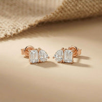 3.60Ct Moissanite Dual Shape Stud Earrings Rose Gold
