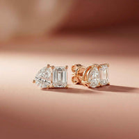 3.60Ct Moissanite Dual Shape Stud Earrings Rose Gold