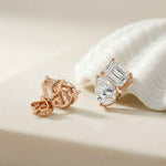 3.60Ct Moissanite Dual Shape Stud Earrings Rose Gold