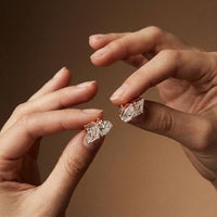 3.60Ct Moissanite Dual Shape Stud Earrings Rose Gold