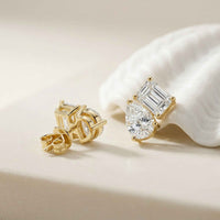 3.60Ct Moissanite Dual Shape Stud Earrings Gold