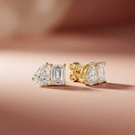 3.60Ct Moissanite Dual Shape Stud Earrings Gold
