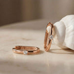 0.19Ct Moissanite Minimal Bar Hoop Earrings Rose Gold