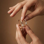 0.19Ct Moissanite Minimal Bar Hoop Earrings Rose Gold