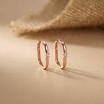 0.19Ct Moissanite Minimal Bar Hoop Earrings Rose Gold