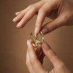0.19Ct Moissanite Minimal Bar Hoop Earrings Gold