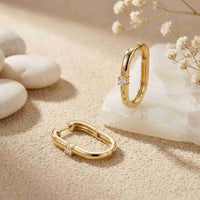 0.19Ct Moissanite Minimal Bar Hoop Earrings Gold