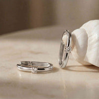 0.19Ct Moissanite Minimal Bar Hoop Earrings White