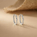 0.19Ct Moissanite Minimal Bar Hoop Earrings White