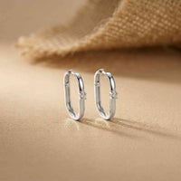 0.19Ct Moissanite Minimal Bar Hoop Earrings White