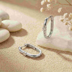 0.19Ct Moissanite Minimal Bar Hoop Earrings White