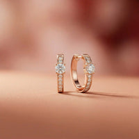 0.79Ct Moissanite Round Huggie Hoop Earrings Rose Gold