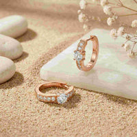 0.79Ct Moissanite Round Huggie Hoop Earrings Rose Gold